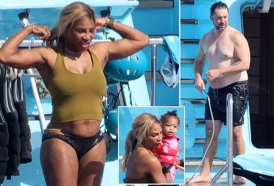 INCREDIBLE! Doting mom Serena Williams soaks up the Sardinian sun on luxury yacht with husband Alexis Ohanian and family...