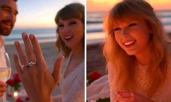 BREAKING: TAYLOR SWIFT CONFIRMS ENGAGEMENT TO TRAVIS KELCE IN ROMANTIC BEACH VIDEO! Amid candlelight, wine, and roses by the sea, Swift announces Kelce’s proposal, sending social media into a frenzy! Fans scream—Is this the prelude to the wedding of the century? Full story below👇👇👇