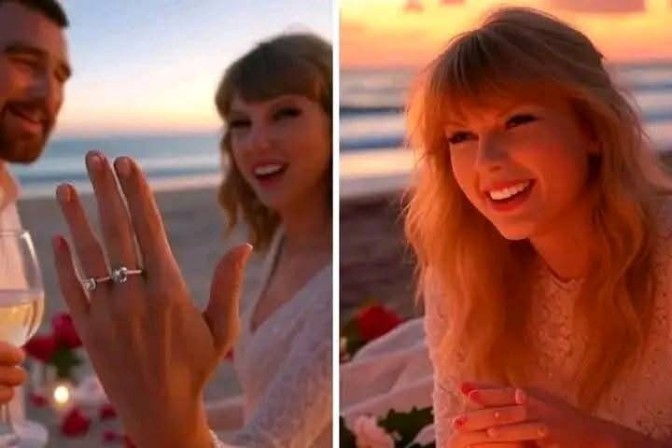 BREAKING: TAYLOR SWIFT CONFIRMS ENGAGEMENT TO TRAVIS KELCE IN ROMANTIC BEACH VIDEO! Amid candlelight, wine, and roses by the sea, Swift announces Kelce’s proposal, sending social media into a frenzy! Fans scream—Is this the prelude to the wedding of the century? Full story below👇👇👇