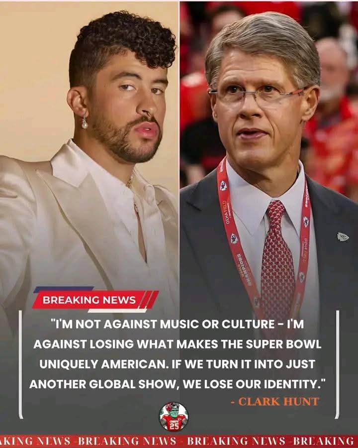 SHOCKING: "I WILL END MY PARTICIPATION IN THE SUPER BOWL IF THEY LET BAD BUNNY PERFORM AT HALFTIME — Kansas City Chiefs Issue Shocking Ultimatum, NFL’s Response Stuns Millions!” The battle for America’s biggest stage has exploded into a public confrontation. Kansas City Chiefs CEO Clark Hunt has issued an unprecedented ultimatum: either the NFL cancels Bad Bunny’s controversial Super Bowl halftime performance, or we’ll end our Super Bowl participation. The warning has sent shockwaves through the sports world and raised questions about culture, commerce, and the true cost of following global trends over American traditions...Read More 👇👇👇
