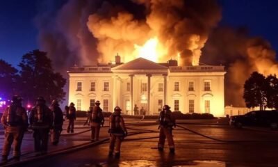 BREAKING NEWS : White House Engulfed in Flames Moments Ago:In a shocking and unprecedented event, the White House has reportedly caught fire just minutes ago, sending thick plumes of smoke into the skies above the nation’s capital. Emergency services are currently on the scene battling the blaze, which appears to have originated in the West Wing around 11:45 AM…Full story